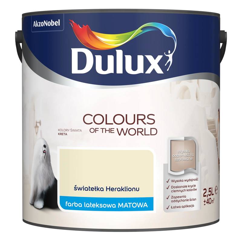 Farba do ścian i sufitów lateksowa Dulux Kolory Świata Światełka Heraklionu mat 2,5L