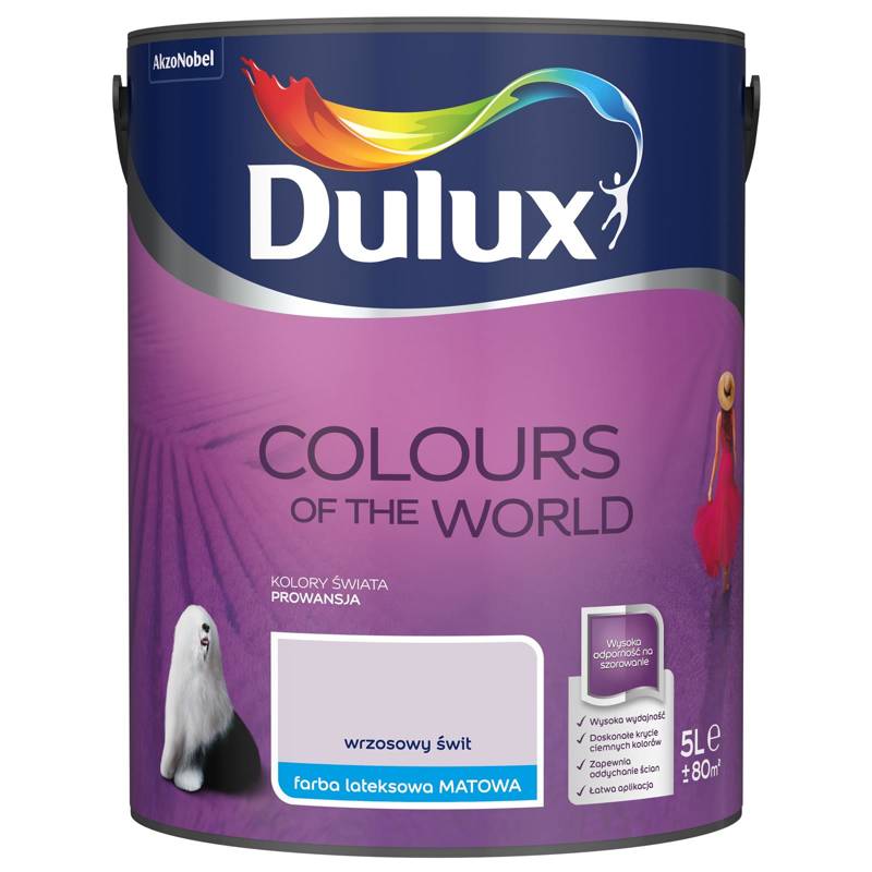 Farba do ścian i sufitów lateksowa Dulux Kolory Świata Wrzosowy Świt mat 5L