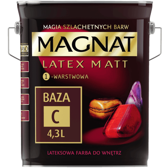 Farba do ścian i sufitów lateksowa MAGNAT Latex Matt baza C mat 4,3l