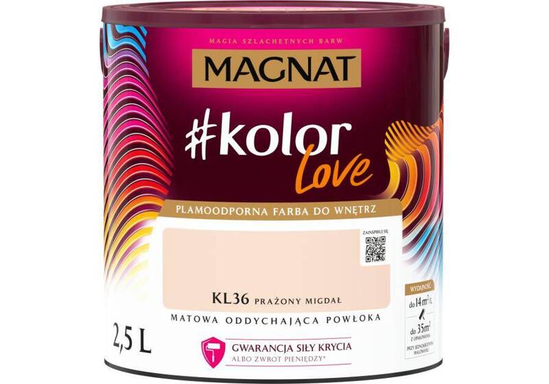 Farba do ścian i sufitów lateksowa MAGNAT #kolorLove KL36 prażony migdał mat 2,5l
